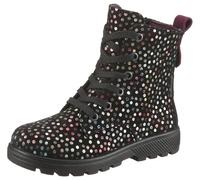 Schnürboots RICOSTA "Anni WMS: normal", Mädchen, Gr. 28, schwarz multi, Veloursleder, Glitzer, Schuhe Schnürboots, Glitzerschuh mit TEX-Ausstattung, Größenschablone zum Download (61450610-28) schwarz