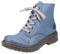 Schnürboots RIEKER, Damen, Gr. 36, blau (royalblau), Lederimitat, unifarben, Schuhe Workerboots Schnürboots, Schnürstiefelette, Blockabsatz, mit Logoprägung (76485544-36) royalblau