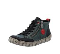 Schnürboots RIEKER, Damen, Gr. 36, grün (oliv, schwarz), Glattleder, Nubukleder, Schuhe Schnürboots, Sneakerboots, Schnürboots, Stiefelette mit weicher Innensohle (53457305-36) oliv, schwarz