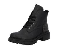 Schnürboots RIEKER, Damen, Gr. 36, schwarz (schwarz, leo), Lederimitat, animal-print, modisch, Schuhe, Schnürstiefelette, Profilsohle, mit praktischem Innenreißverschluss (85903009-36) schwarz, leo