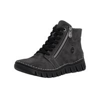 Schnürboots RIEKER, Damen, Gr. 37, grau, Lederimitat, Schuhe Schnürboots, Casual-Boots, Stiefelette mit beidseitigen Reißverschlüssen (89743458-37) grau