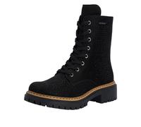 Rieker Schnürboots 72609-00 Damen Schwarz Textil Blockabsatz mit Glitzersteinchen Gr. 37