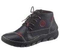 Schnürboots RIEKER, Damen, Gr. 38, blau (nachtblau), Lederimitat, Schuhe Schnürboots, mit aufwändigen Kontrastnähten (28959834-38) nachtblau