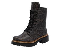 Schnürboots RIEKER, Damen, Gr. 38, grau (grau, leo), Lederimitat, Schuhe Schnürboots, Schnürstiefelette, Profilsohle, in veganer Verarbeitung (38786368-38) grau, leo