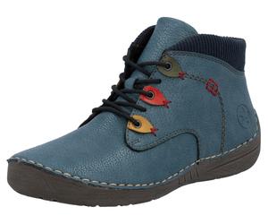 Schnürboots RIEKER, Damen, Gr. 38, royalblau, dunkelblau, Lederimitat, Textil, kontrastfarbene Details, Basic, Schuhe Schnürboots, Stiefelette, Casualboots, High Top Sneaker mit Innenreißverschluss (5