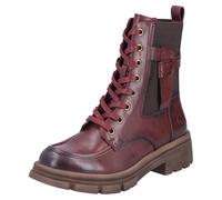Schnürboots RIEKER, Damen, Gr. 38, weinrot, Lederimitat, used, Schuhe Schnürboots, Schnürstiefelette, Herbstboots, Profilsohle, Blockabsatz, mit Stretch (26232355-38) weinrot