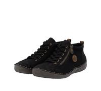 Schnürboots RIEKER, Damen, Gr. 39, schwarz, leo, Nubuklederimitat, Schuhe Schnürboots, Sneaker, Schnürschuh, Outdoorschuh mit Reißverschluss, Topseller (45529237-39) schwarz, leo