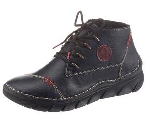 Schnürboots RIEKER, Damen, Gr. 40, blau (nachtblau), Lederimitat, Schuhe Schnürboots, mit aufwändigen Kontrastnähten (28959834-40) nachtblau
