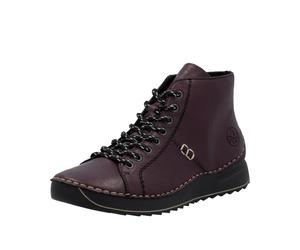Schnürboots RIEKER, Damen, Gr. 40, lila (brombeere), Lederimitat, unifarben, Schuhe Schnürboots, Schnürstiefelette, High Top Sneaker, Plateauboots mit Profilsohle (33670802-40) brombeere