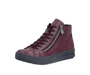 Schnürboots RIEKER, Damen, Gr. 40, rot, Lederimitat, Schuhe Schnürboots, High Top-Sneaker, Herbstschuh mit dezenten Ziernähten (76340729-40) rot