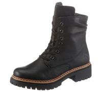 Schnürboots RIEKER, Damen, Gr. 40, schwarz, Lederimitat, Schuhe Schnürboots, Stiefelette, Profilsohle, Blockabsatz, mit lässiger Schnürung (60601144-40) schwarz