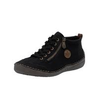 Schnürboots RIEKER, Damen, Gr. 40, schwarz (schwarz, leo), Nubuklederimitat, Schuhe Schnürboots, Sneaker, Schnürschuh, Outdoorschuh mit Reißverschluss (45529237-40) schwarz, leo