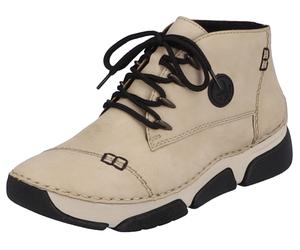 Schnürboots RIEKER, Damen, Gr. 40, Textil, beige, Lederimitat, Schuhe Schnürboots, mit Ziersteppung (98697542-40) beige