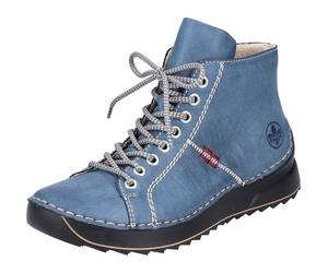 Schnürboots RIEKER, Damen, Gr. 41, blau (royalblau), Lederimitat, Schuhe Schnürboots, mit Ziernähten (78451208-41) royalblau
