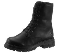 Schnürboots RIEKER, Damen, Gr. 41, schwarz (schwarz, uni), Nubuklederimitat, unifarben, Schuhe Schnürboots, mit kräftiger Profilsohle (76245326-41) schwarz, uni