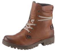 Schnürboots RIEKER, Damen, Gr. 42 (8), braun (cognac, used), Lederimitat, used, Schuhe Schnürboots, mit herausstechender Schnürung (30356661-42) cognac, used