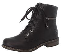 Schnürboots RIEKER, Damen, Gr. 42, schwarz, Lederimitat, unifarben, Schuhe Schnürboots, Schnürstiefelette, Blockabsatz, mit Zierreißverschluss außen (14627512-42) schwarz