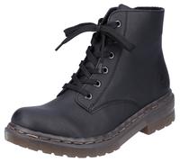 Schnürboots RIEKER, Damen, Gr. 42, schwarz, Lederimitat, unifarben, Schuhe Workerboots Schnürboots, Schnürstiefelette, Blockabsatz, mit Logoprägung (61017762-42) schwarz