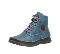 Schnürboots RIEKER, Damen, Gr. 43, blau, Lederimitat, Schuhe Schnürboots, Keilabsatz, Herbstboots mit modischen Kontrastnähten (11939951-43) blau