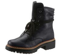 Schnürboots RIEKER, Damen, Gr. 43, blau (nachtblau), Lederimitat, Schuhe Schnürboots, Stiefelette, Profilsohle, Blockabsatz, mit lässiger Schnürung (37822768-43) nachtblau