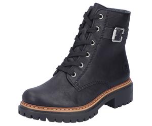 Schnürboots RIEKER, Damen, Gr. 43, schwarz, Lederimitat, unifarben, Schuhe Schnürboots, Winterstiefel, Boots mit kontrastfarbener Rahmennaht (64269323-43)