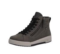 Schnürboots RIEKER SPORT, Damen, Gr. 36, grau, Glattleder, used, Schuhe Schnürboots, Stiefelette, High Top Sneaker, Freizeitboots mit Reißverschluss (57834714-36) grau