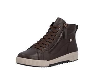 Schnürboots RIEKER SPORT, Damen, Gr. 37, braun, Glattleder, Schuhe Schnürboots, Stiefelette, High Top Sneaker, Freizeitboots mit Reißverschluss, Topseller (62794721-37) braun