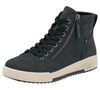 Schnürboots RIEKER SPORT, Damen, Gr. 38, blau (nachtblau), Leder, Schuhe Schnürboots, Stiefelette, High Top Sneaker, Freizeitboots mit Reißverschluss (71393405-38) nachtblau