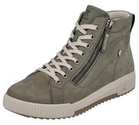 Schnürboots RIEKER SPORT, Damen, Gr. 42, grün (khaki), Leder, Schuhe Schnürboots, Stiefelette, High Top Sneaker, Freizeitboots mit Reißverschluss (70619249-42) khaki