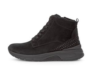 Schnürboots ROLLINGSOFT, Damen, Gr. 35, schwarz, Nubukleder, unifarben, Schuhe Schnürboots, Keilabsatz, Freitzeitschuh, High-Top-Sneaker, Label an der Ferse (13529119-35)