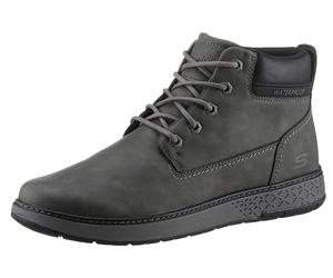 Schnürboots SKECHERS "GARLAN", Herren, Gr. 40, grau (dunkelgrau), Lederimitat, Schuhe Schnürboots, Schnürstiefel, Boots mit dämpfender Sohlentechnologie (94572607-40) dunkelgrau