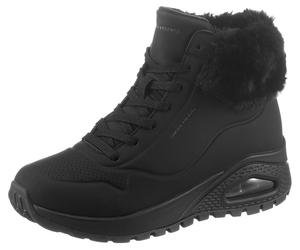 Schnürboots SKECHERS "UNO RUGGED - FALL AIR", Damen, Gr. 35, schwarz, Lederimitat, Textil, unifarben, Schuhe Schnürboots, Winterboots mit Air-Cooled Memory Foam Komfort-Innensohle (98289018-35) schwar