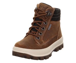 Schnürboots SUPERFIT "TEDD, WMS: weit", Mädchen, Gr. 33, braun (dunkelbraun), Polyester, Veloursleder, Schuhe Schnürboots, Bike Boots mit wasserdichtem GORE TEX, Größenschablone zum Download (11065156