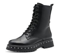 Schnürboots TAMARIS, Damen, Gr. 36, schwarz, Glattleder, Lederimitat, unifarben, Schuhe Schnürboots, Blockabsatz, Plateau, Schnürstiefelette mit Nieten am Sohlenrand (47037652-36) schwarz