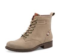 Schnürboots TAMARIS, Damen, Gr. 36, taupe, Leder, Textil, Schuhe Schnürboots, Blockabsatz, Schnürstiefelette, Kontrastnaht an der Ferse und Rahmen (65373917-36)