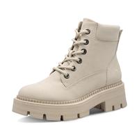 Schnürboots TAMARIS, Damen, Gr. 37, beige, Lederimitat, Textil, unifarben, Schuhe Schnürboots, Blockabsatz, Schnürstiefelette mit glänzenden Strasssteinen besetzt (57223640-37) beige