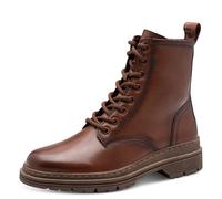 Schnürboots TAMARIS, Damen, Gr. 37, muscat, Glattleder, Lederimitat, unifarben, used, Schuhe Schnürboots, Blockabsatz, Schnürstiefelette in angesagter Used Optik (24520012-37)
