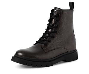 Schnürboots TAMARIS, Damen, Gr. 38, silber (altsilberfarben), Leder, Lederimitat, Reptilienprägung, Schuhe Schnürboots, Herbstboots, Schnürstiefelette mit praktischer Anziehlasche (76333115-38) altsil