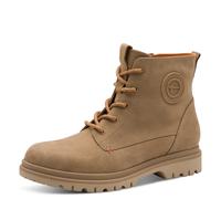 Schnürboots TAMARIS, Damen, Gr. 41, camel, Nubukleder, unifarben, Schuhe Schnürboots, Blockabsatz, Schnürstiefelette mit schönem Logo-Emblem (61931941-41) camel