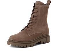 Schnürboots TAMARIS, Damen, Gr. 42, braun (taupe), Veloursleder, Veloursleder, unifarben, Basic, Schuhe Schnürboots, Blockabsatz, Schnürstiefelette mit praktischem Innenreißverschluss (40253258-42) ta