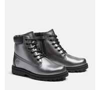 Schnürboots TIMBERLAND "COURMA KID - MID LACE BOOT", Mädchen, Gr. 38, Synthetik, silber (silber full grain), Leder, Schuhe Schnürboots, Winterstiefel, Schnürstiefel, Winterschuhe, Topseller (68488510-