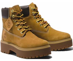 Schnürboots TIMBERLAND "STONE STREET6 INCH LACE UP WATERPROOF BOOT", Damen, Gr. 41, gelb (wheat), Leder, Synthetik, Schuhe Schnürboots, Winterstiefel, Schnürstiefel, Winterschuhe, wasserdicht (8939556