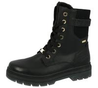 Schnürboots TOM TAILOR, Damen, Gr. 38, schwarz, Elastischer Einsatz, Lederimitat, Schuhe Schnürboots, Winterstiefel mit Logoprägung an der Ferse (12591212-38) schwarz