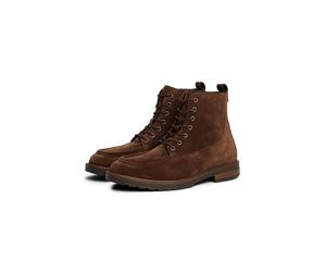 Schnürboots TOMMY HILFIGER "CLEATED HILFIGER W SDE MOC BOOT", Herren, Gr. 43, dunkelbraun, Veloursleder, Schuhe Schnürboots, Schnürstiefelette mit modischer Mokassinnaht (36535734-43) dunkelbraun