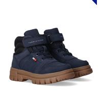 Schnürboots TOMMY HILFIGER, Mädchen, Gr. 28, blau, schwarz, Textil, Velourslederimitat, Schuhe Schnürboots, Casual-Boots, Herbstboots mit praktischem Klettverschluss (36826737-28) blau, schwarz
