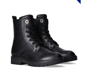 Schnürboots TOMMY HILFIGER, Mädchen, Gr. 35, schwarz, Synthetik, Schuhe Schnürboots, Biker Boots, Winterboots mit Blockabsatz (87122246-35) schwarz