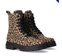 Schnürboots TOMMY HILFIGER, Mädchen, Gr. 36, braun (beige, schwarz), Textil, Veloursleder, Schuhe Schnürboots, Reißverschlussboots, Herbstboots im angesagten Leo-Look (59001659-36) beige, schwarz