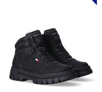 Schnürboots TOMMY HILFIGER, Mädchen, Gr. 38, schwarz, Lederimitat, Textil, Schuhe Schnürboots, Herbstboots, Outdoorboots mit weich gepolstertem Schaftrand (72416023-38) schwarz