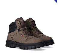 Schnürboots TOMMY HILFIGER, Mädchen, Gr. 40, braun (schlammfarben, schwarz), Lederimitat, Textil, Schuhe Schnürboots, Herbstboots, Outdoorboots mit weich gepolstertem Schaftrand (64221859-40) schlammf