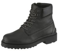 Schnürboots TOMMY JEANS "TJM LACE UP BOOT LEATHER", Herren, Gr. 45, schwarz, Leder, Lederimitat, Schuhe Schnürboots, Schnürstiefelette mit weich abgepolstertem Schaftrand (78053213-45) schwarz